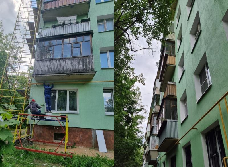 Покраска фасада дома 34 на улице Гагарина